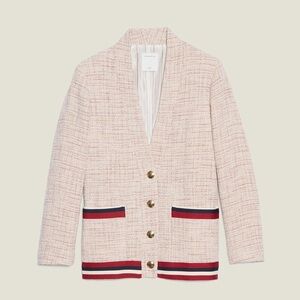 Sandro Adelaide Stripe-trimmed Tweed Jacket In Pink XS